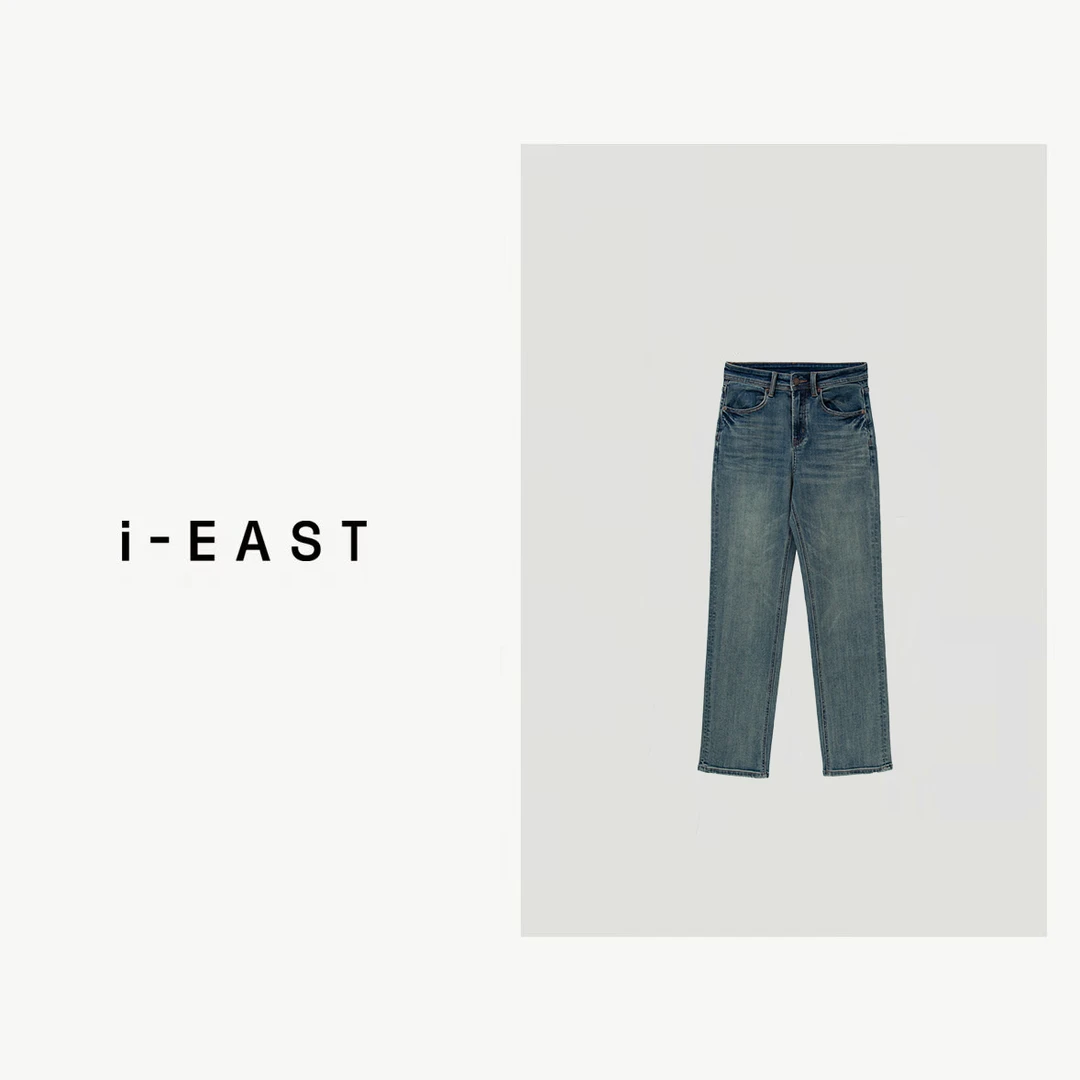 i-EAST 长腿锁定~水洗做旧显瘦牛仔裤-4Q K1205
