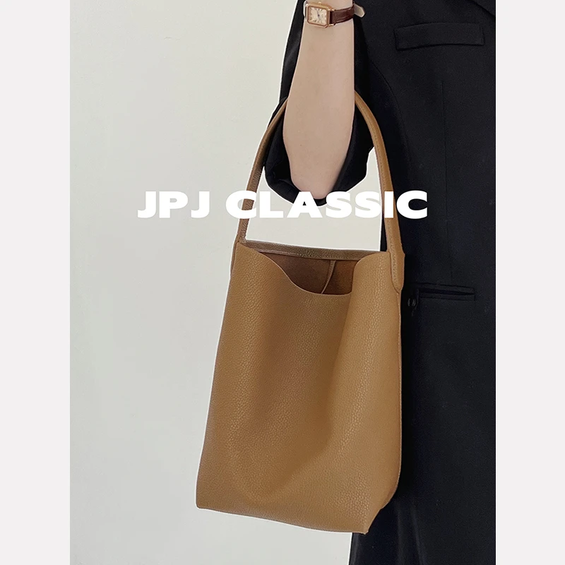 jpj新款牛皮水桶包女休闲单肩腋下包小托特包通勤包慵懒风1177