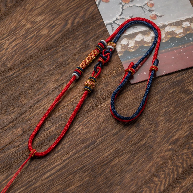 非金属布艺项链 高档手工编织平安扣项链挂绳故宫色挂件绳男女款