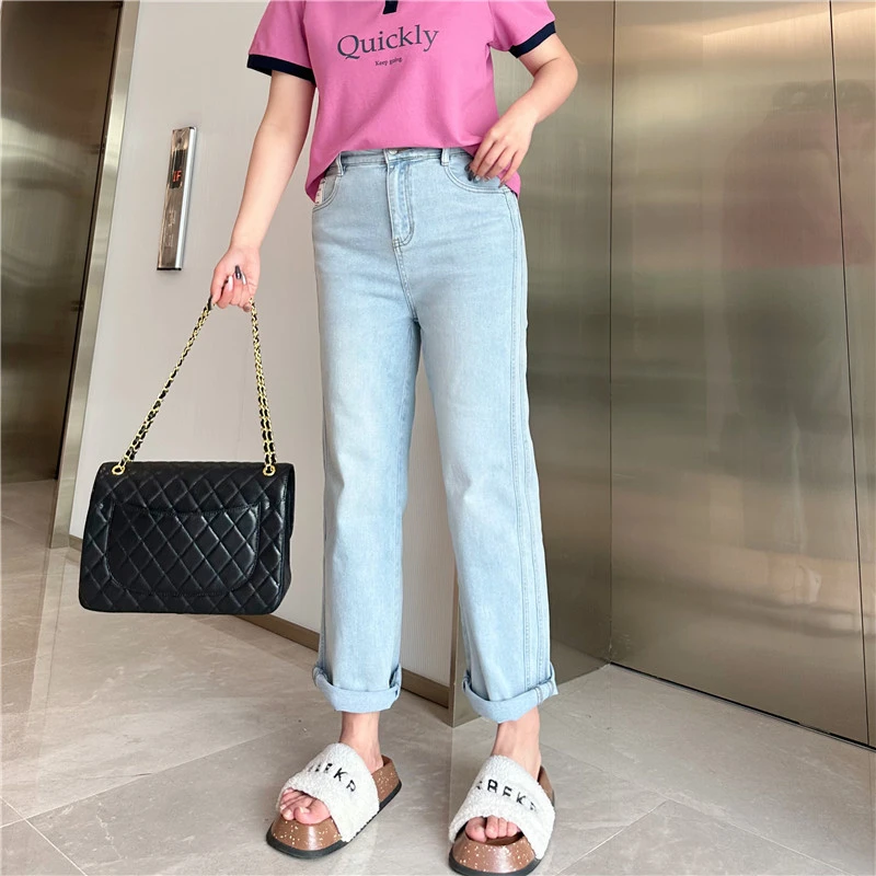 【特价FU利】胖mm显瘦宽松直筒烟管休闲牛仔裤大码女装1221-1-QJ