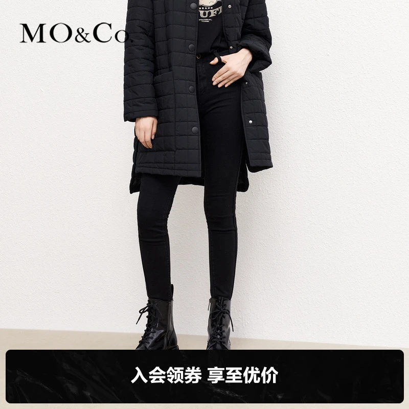 MOCO冬季黑色显瘦SKINNY弹力修身牛仔裤长款MBB4JEN022