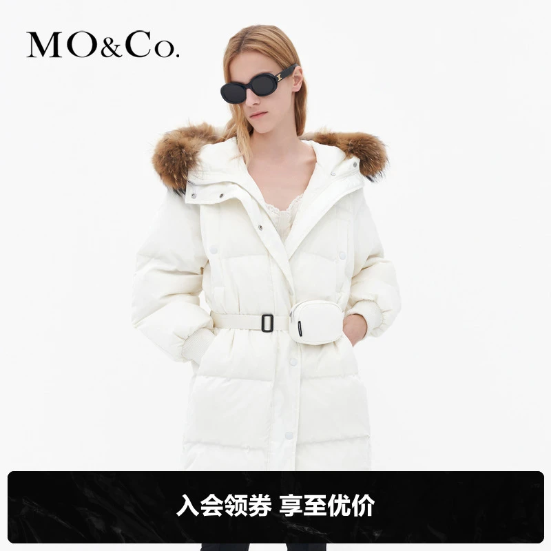 MOCO冬季腰包织带多袋连帽羽绒服无性别MBA4EIN014