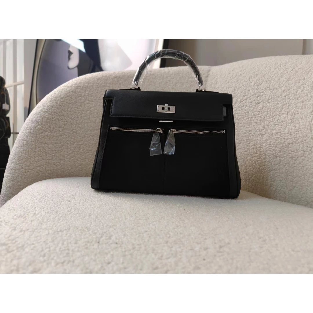 老王甄选 2024新款 潮流时尚真皮拼接女士手提包