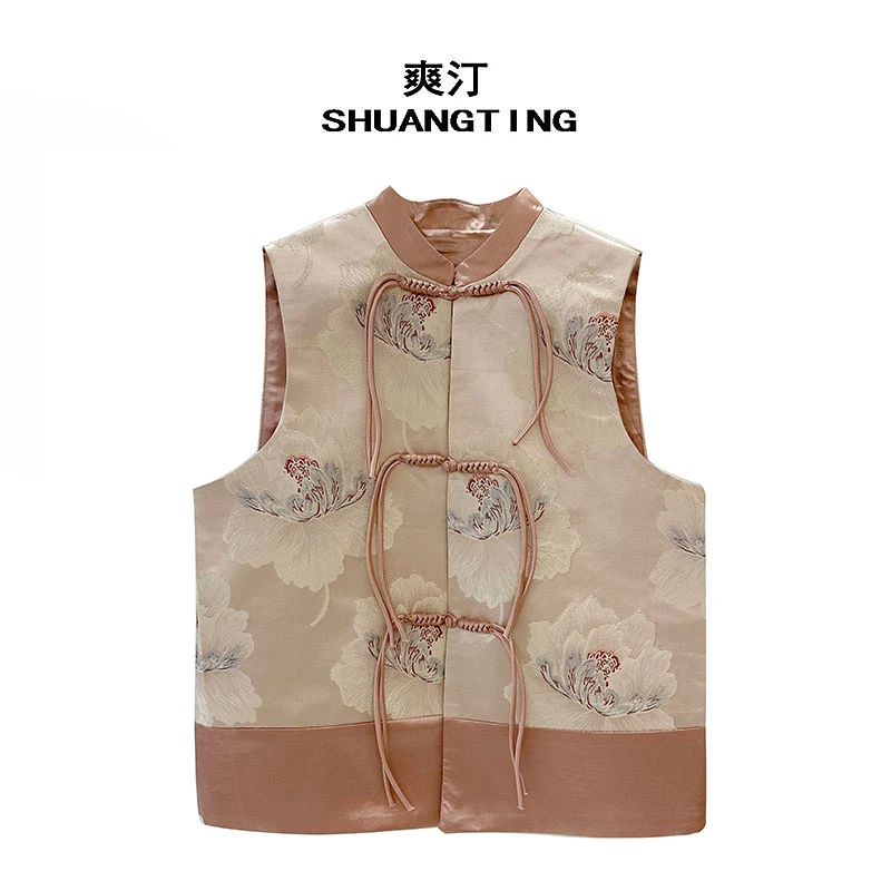 Jokara/丘可儿【百里香】中国风马夹复古背心新中式马甲织锦牡丹