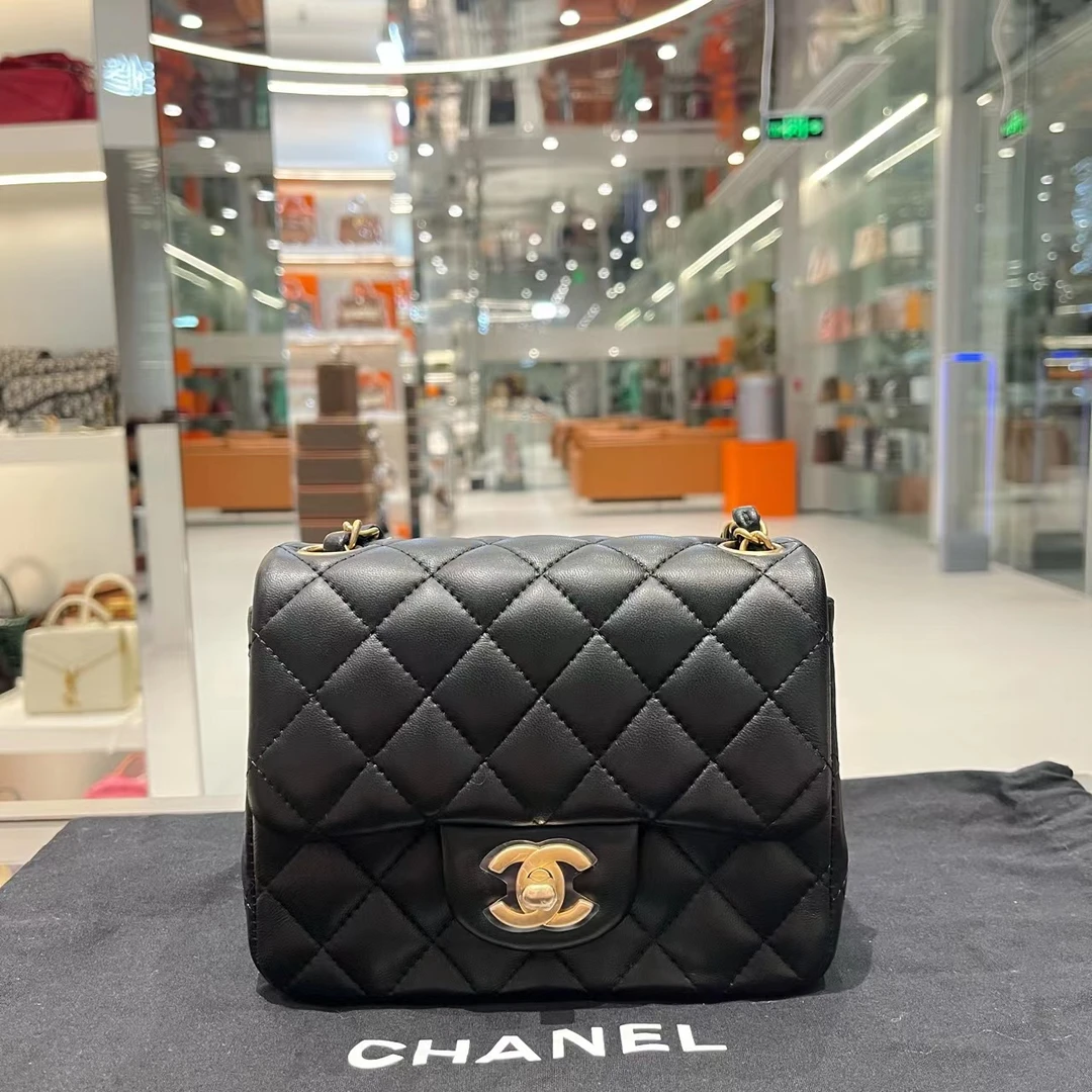 99新 Chanel/香奈儿 黑金方胖包 陈辰奢选