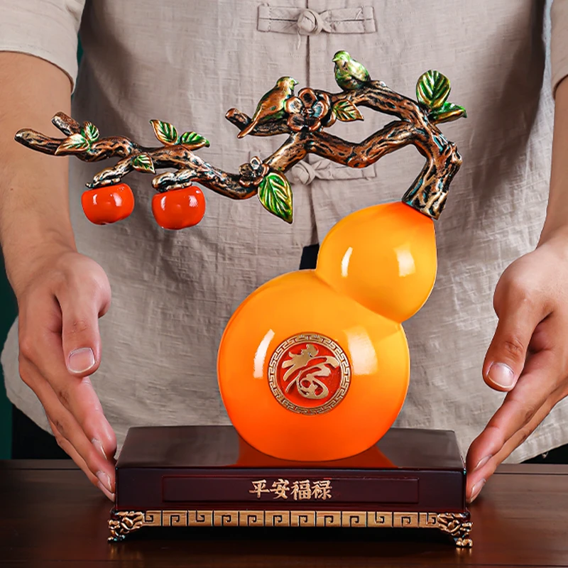 平安福禄高端客厅装饰卧室陶瓷高档电视柜博古架创意家居葫芦摆件