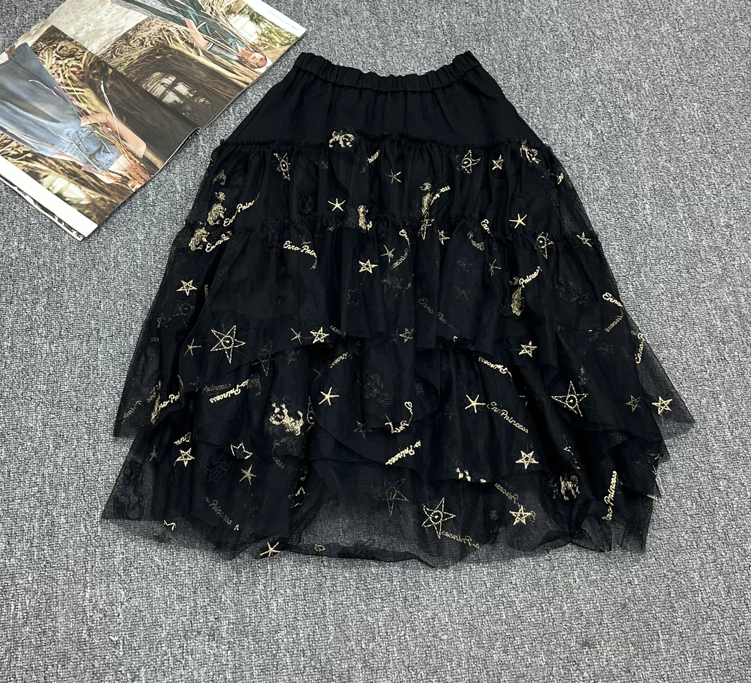 欧货女装原创不撞衫新款腰弹力高腰不规则软纱纱时尚百搭显瘦半裙