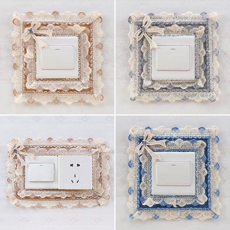 开关贴插座保护套布艺蕾丝开关保护套开关贴边框套墙壁装饰贴墙贴