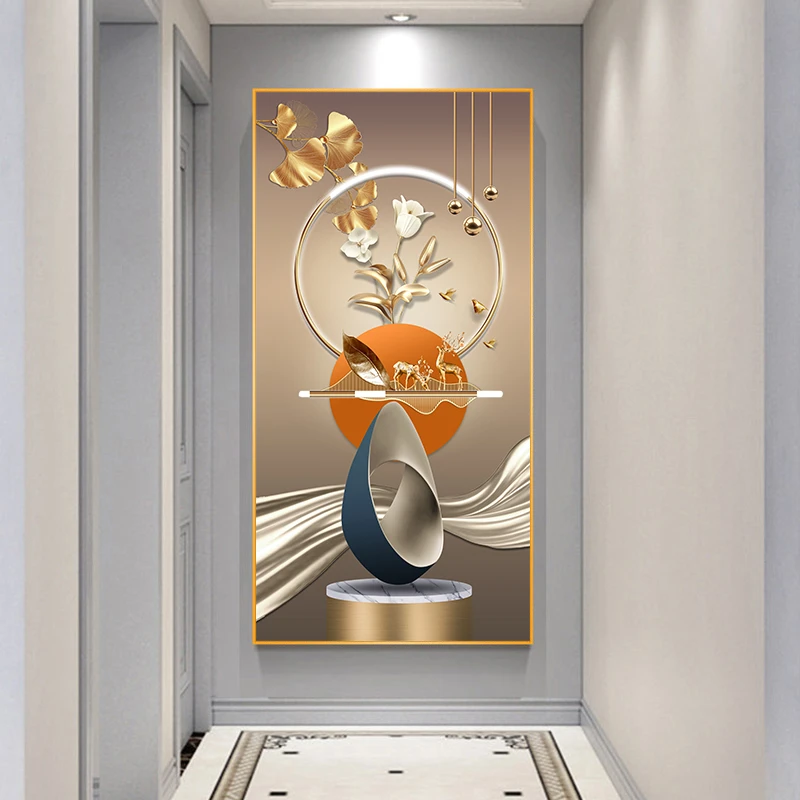 〖福禄生花〗玄关挂画现代简约轻奢晶瓷镶钻装饰画铝合金超薄X55