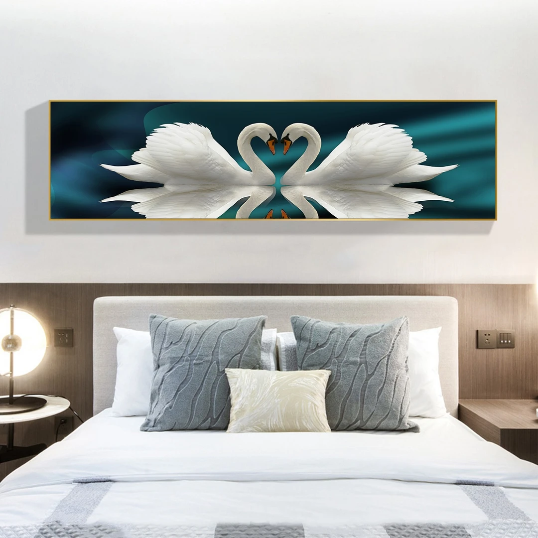 〖白玉无瑕〗床头画现代简约轻奢晶瓷镶钻装饰画手工大气立体W04