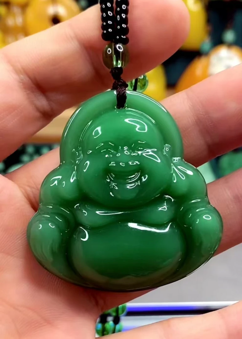 2.深绿元宝大肚佛吊坠时尚经典百搭款