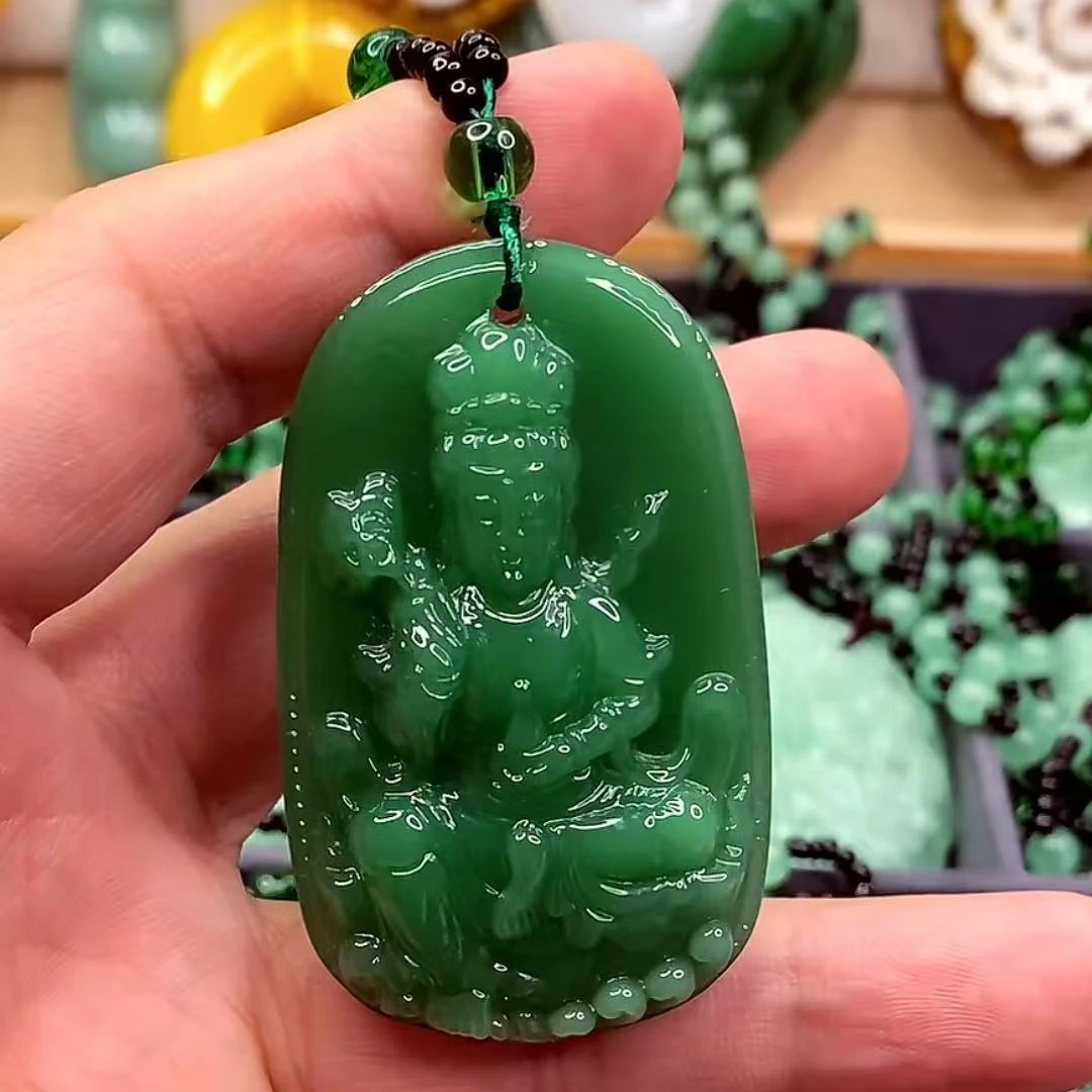 1.深绿坐莲观音吊坠经典百搭款