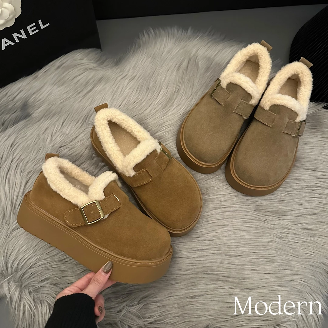 厚底全包加绒勃肯一脚蹬雪地靴女外穿2024秋冬新气质百搭毛毛棉鞋