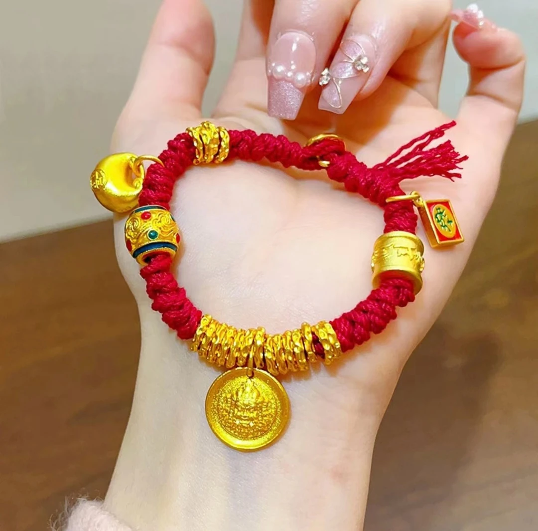 铜合金布艺吊坠 【eliose手作】新中式手工黄财神盘缠小胖福钱币