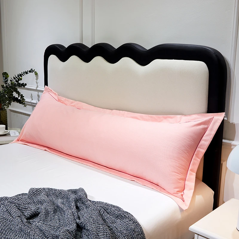双人枕套全棉磨毛单个加长枕芯套纯色加厚长款情侣家用长条棉枕套