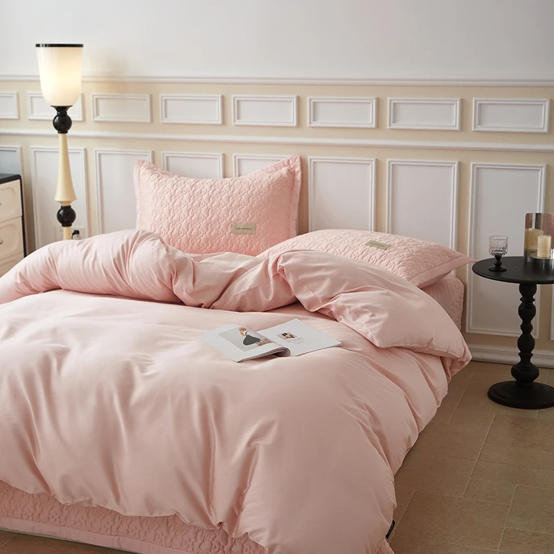 2024新款A类高端全棉夹棉床盖四件套200x230cm防滑单床盖四季通用