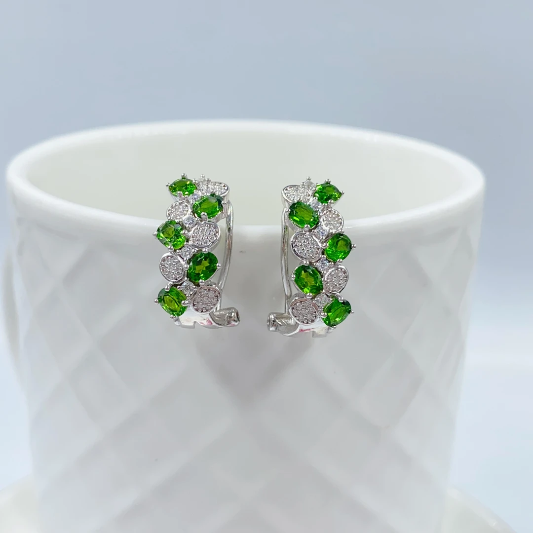 S925银透辉石耳环精美时尚气质轻奢