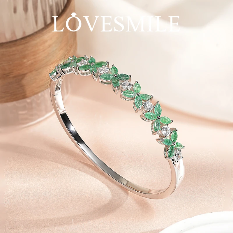 S925银祖母绿手镯奢华大气优雅精致时尚
