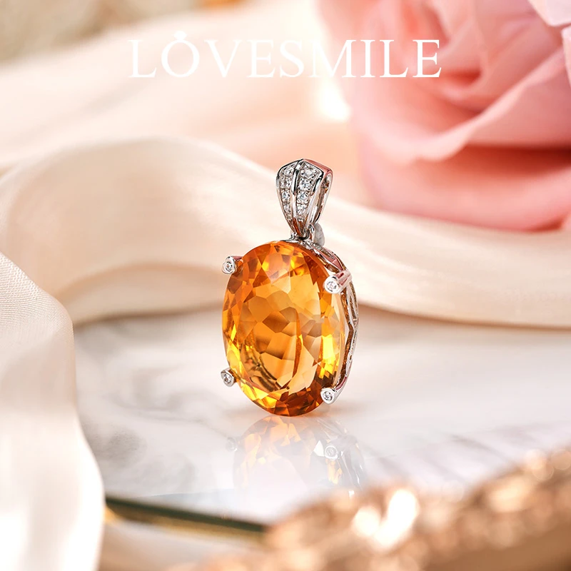 S925银黄晶吊坠时尚精致简约气质轻奢