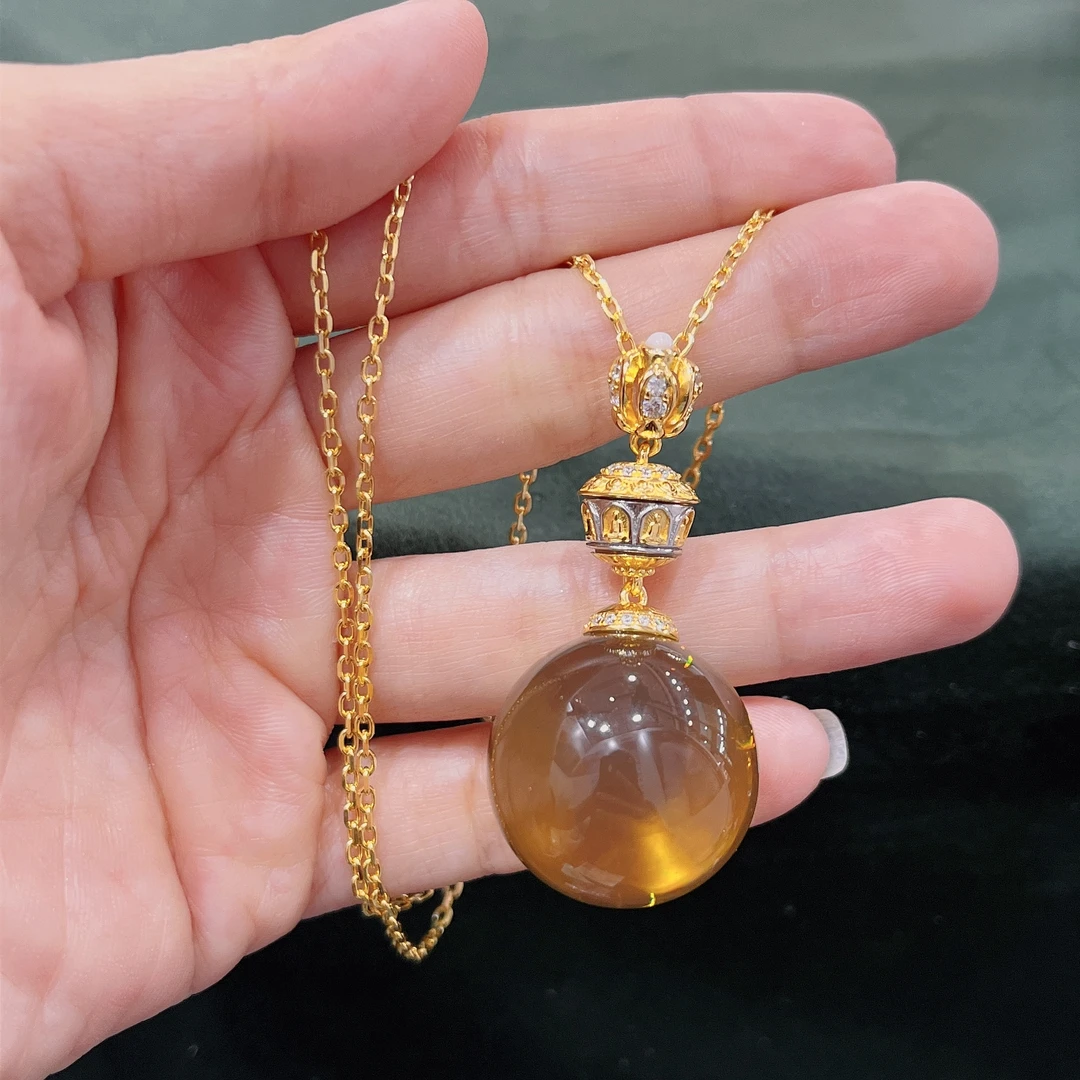 S925银蓝珀吊坠简约气质日常百搭