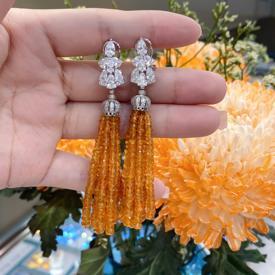 S925银芬达石耳环时尚精美气质优雅贵气