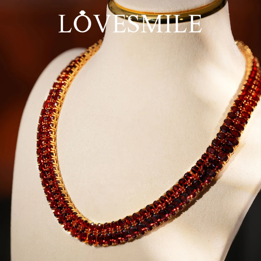 S925银石榴石项链精美时尚大气优雅贵气