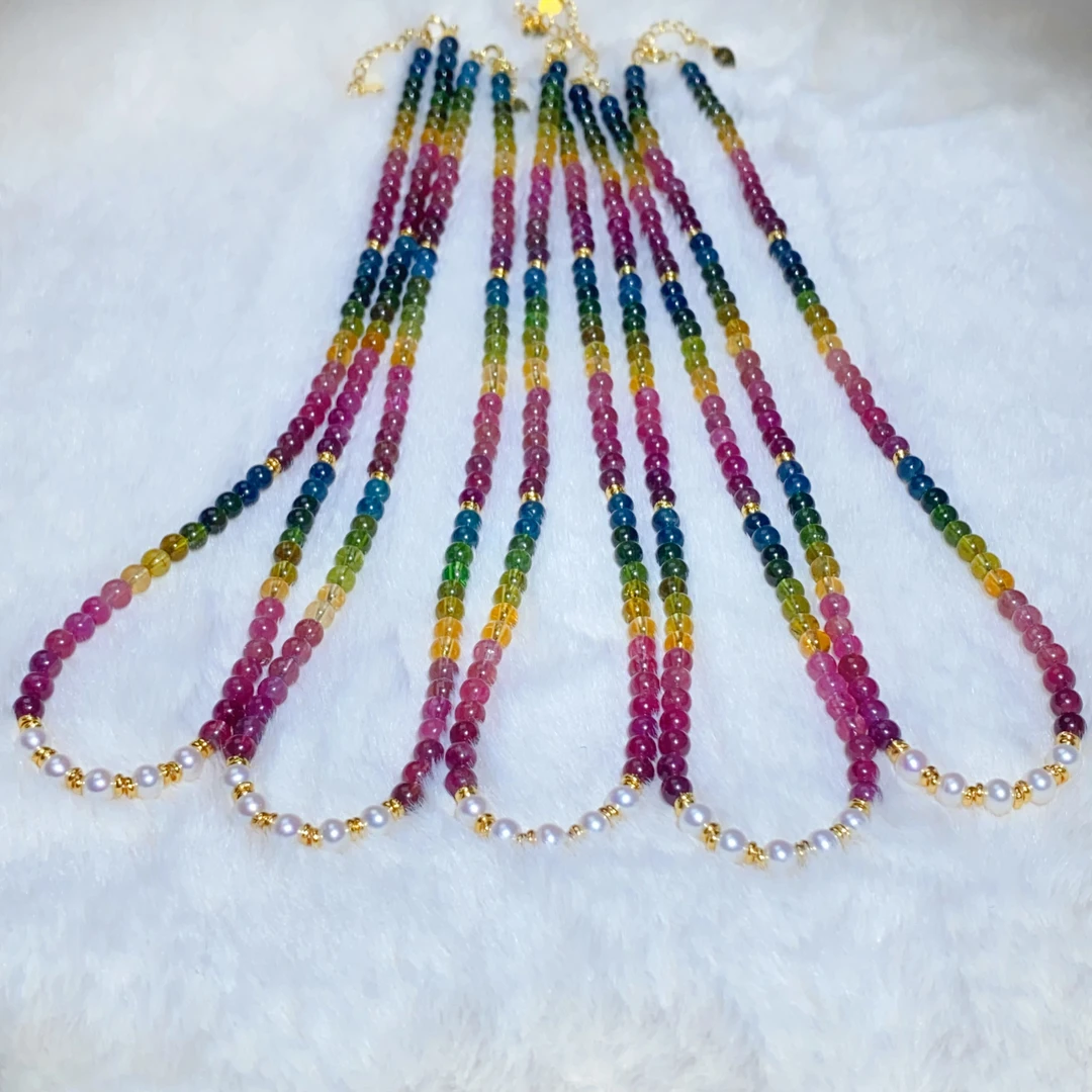 碧玺项链彩虹色时尚精美气质百搭设计款多样性发货1件