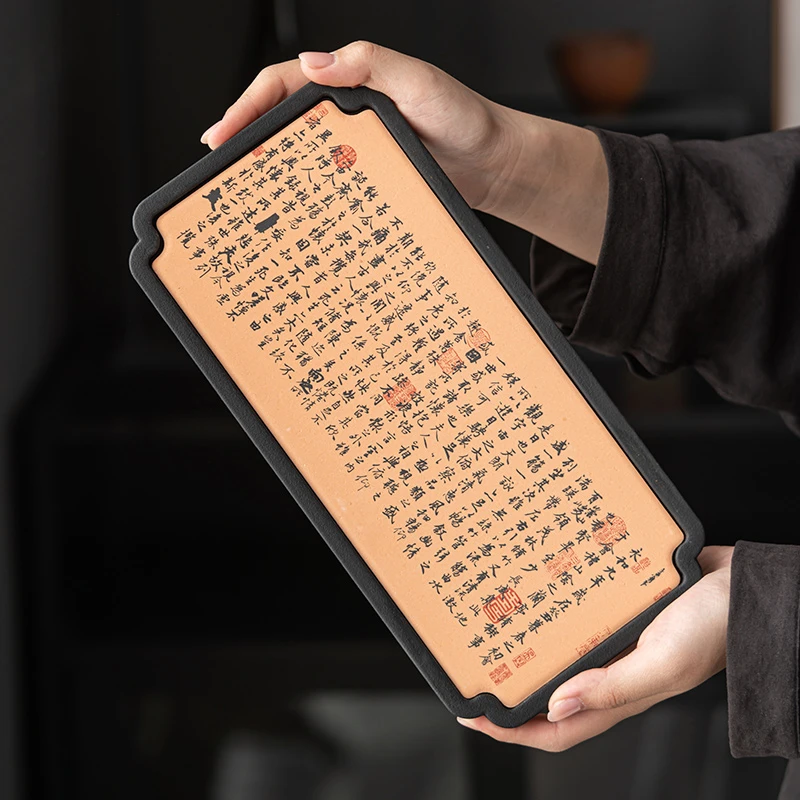 创意吸水小型长方形茶盘干泡盘陶瓷壶承中式功夫茶具配件复古茶托