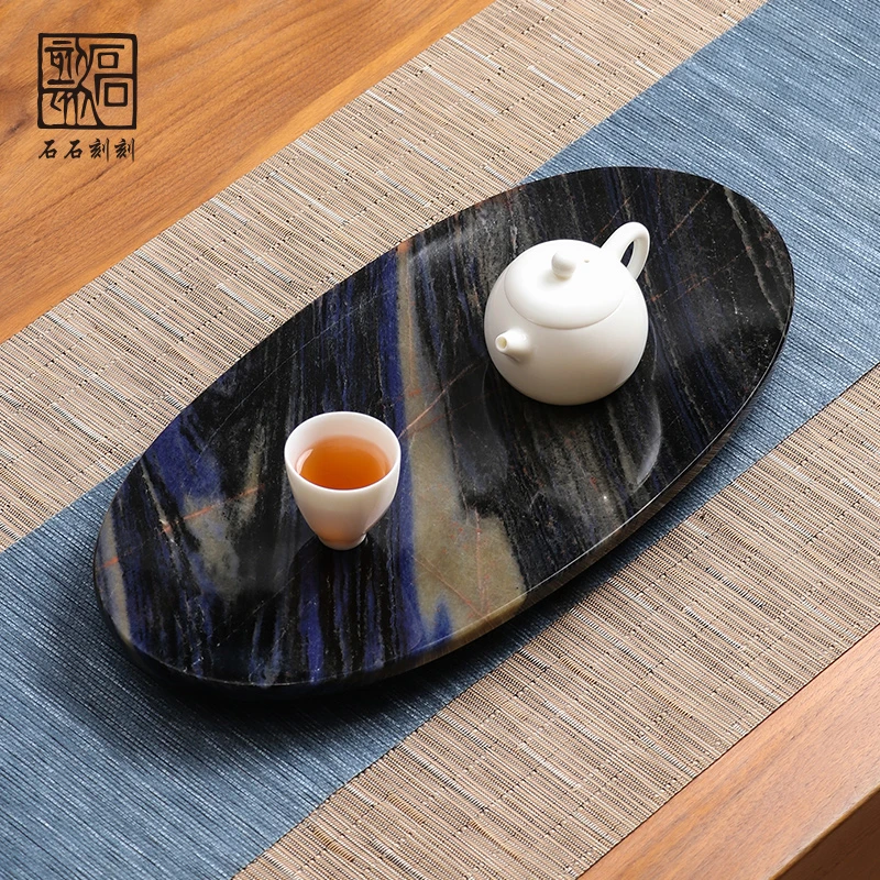 石石刻刻天然高端石头茶盘简约轻奢景泰蓝茶台家用干泡茶台