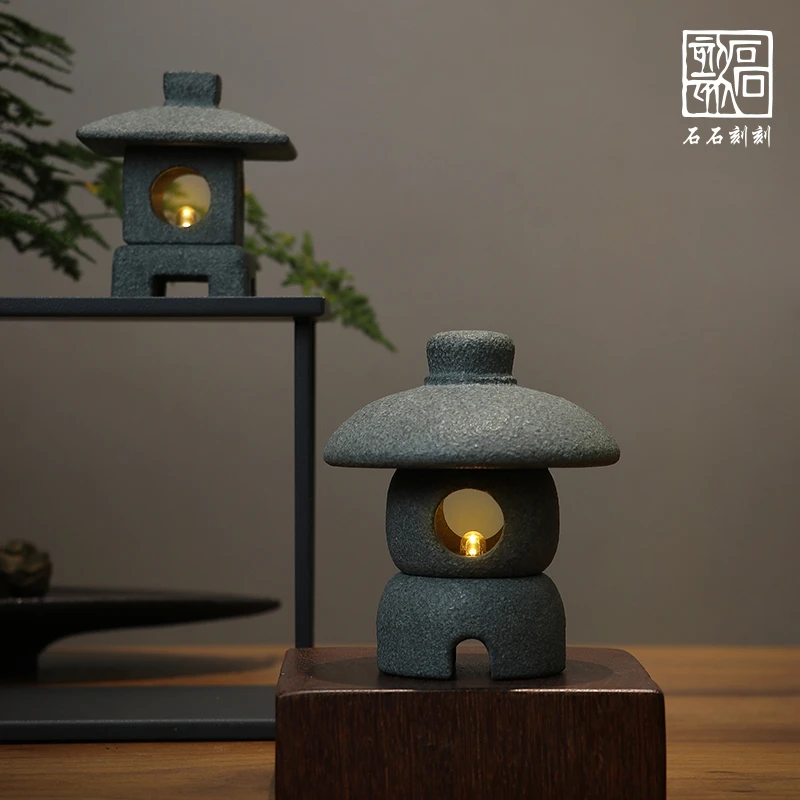 石石刻刻中式别墅庭院石灯笼户外仿古青石石禅意石雕园林景观摆件