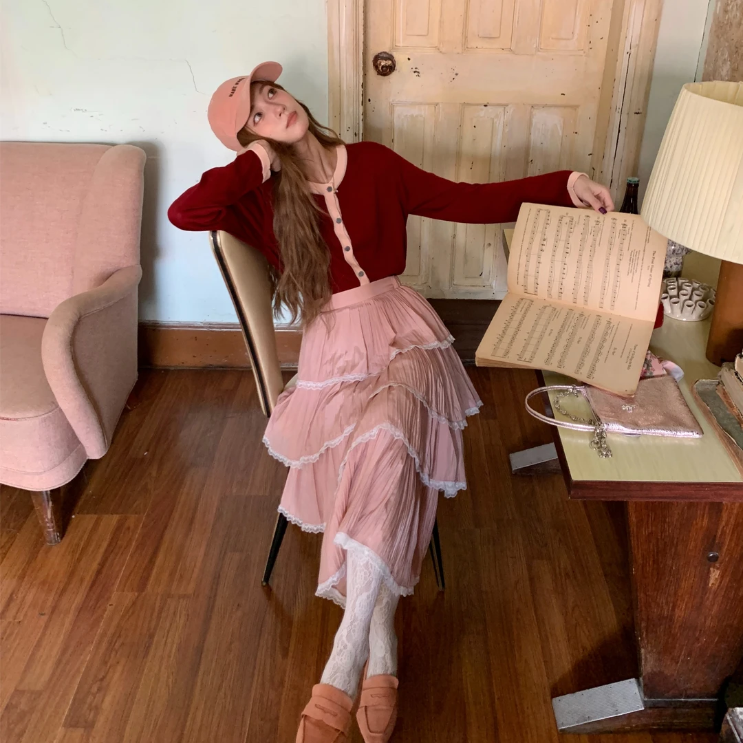 SourceWithU 8.23 巴黎艺术生 2色温柔早秋撞色开衫针织衫