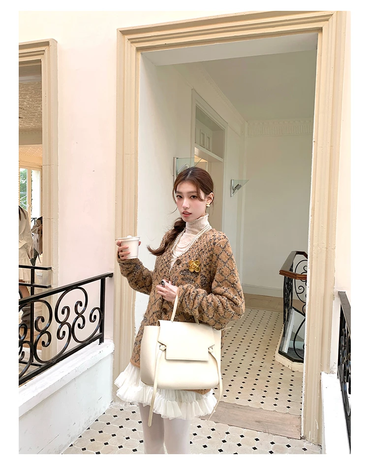 SourceWithUsa 11.10【已绝版vtg小香】花织羊毛提花针织大开衫