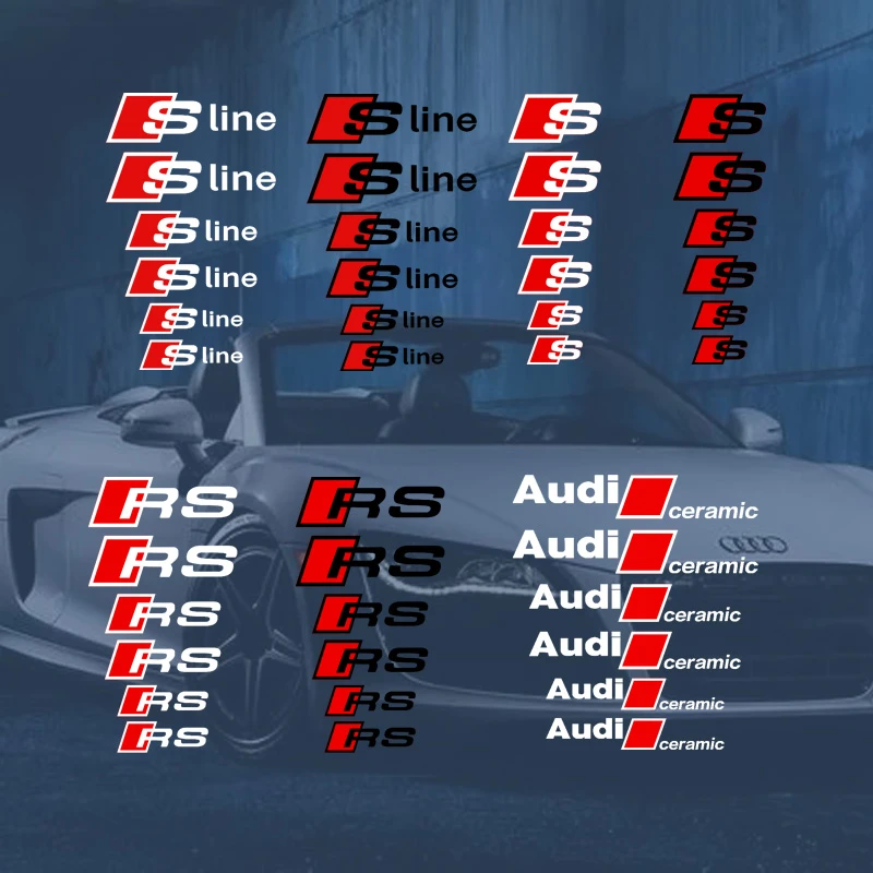 奥迪卡钳贴sline RS耐高温防水刹车改装贴Audi卡钳标红色卡钳贴纸