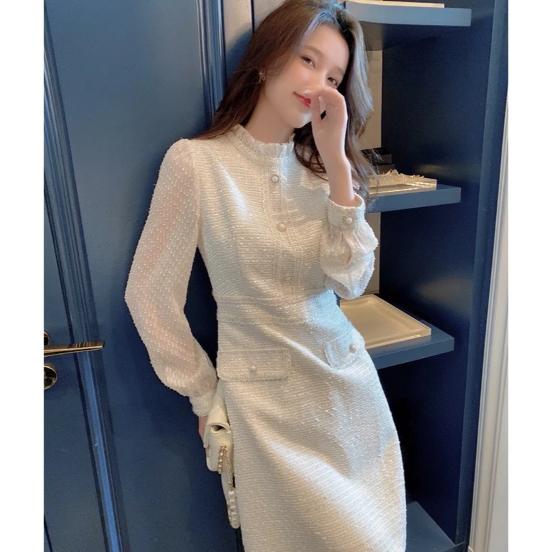 【古蔓诗清仓！现货】5789春秋季女新款法式小香风气质连衣裙