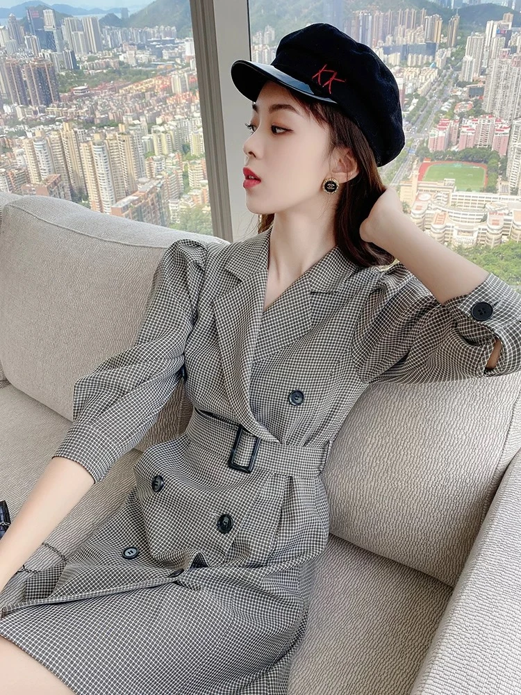 【古蔓诗】192气质收腰长袖连衣裙