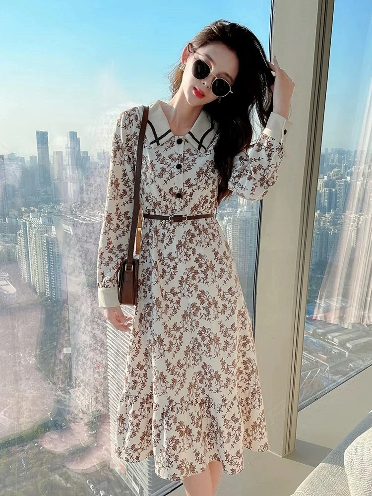 【古蔓诗清仓！】7544囯内设计师品牌女装连衣裙女秋装长袖收