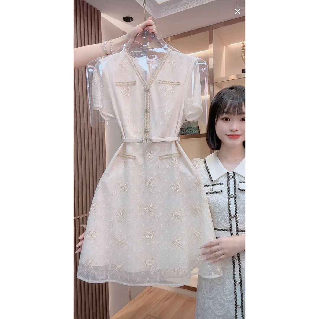 【古蔓诗福利款】9333囯内设计师品牌女装气质收腰短袖显瘦连衣裙