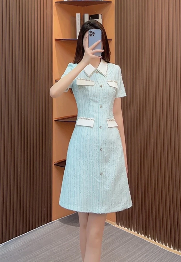 【古蔓诗福利款】1260夏季新款气质收腰显瘦连衣裙