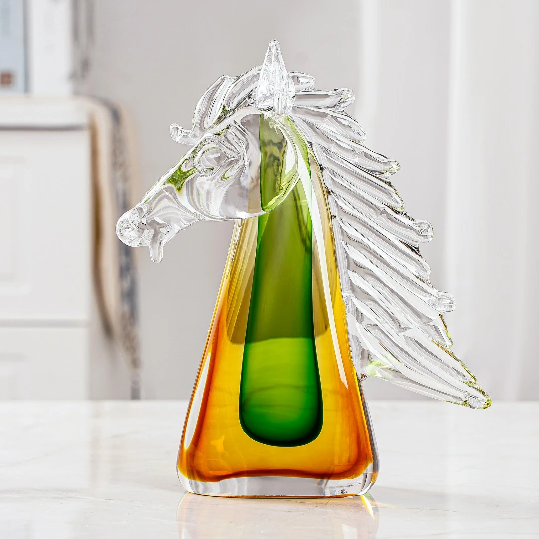 手工琉璃【反影马首】摆件手工工艺品 轻奢 客厅茶几 家居软装