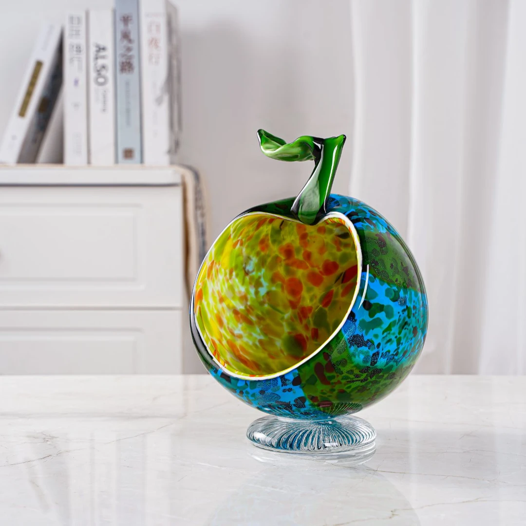 手工琉璃收纳【苹果收纳】艺术摆件，家居摆件 彩色收纳篮 高档摆件