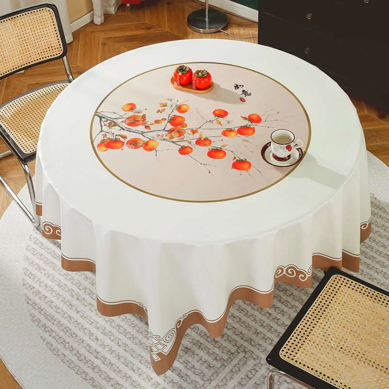 大圆桌布高级感椭圆形高端四方桌台布防水防油防烫天丝酒店两用