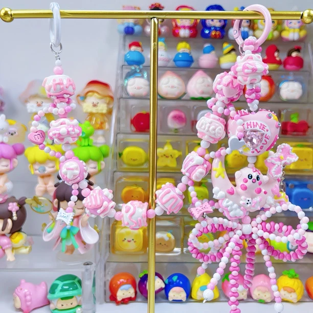 (原创》重工重油手绘珠制品 手机链 包挂链 钥匙链