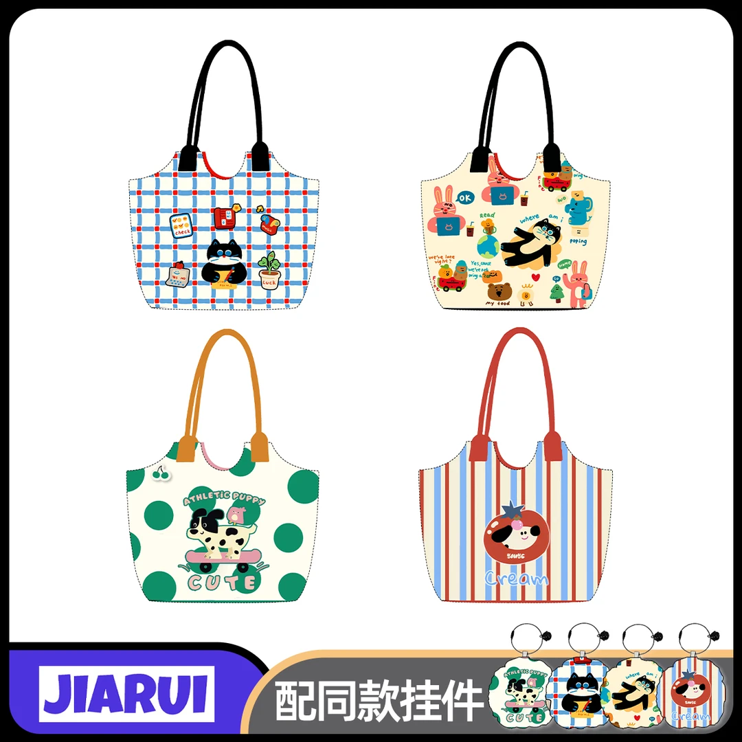 时尚原创插画帆布包包女上班专用大容量气质百搭单肩手提托特包