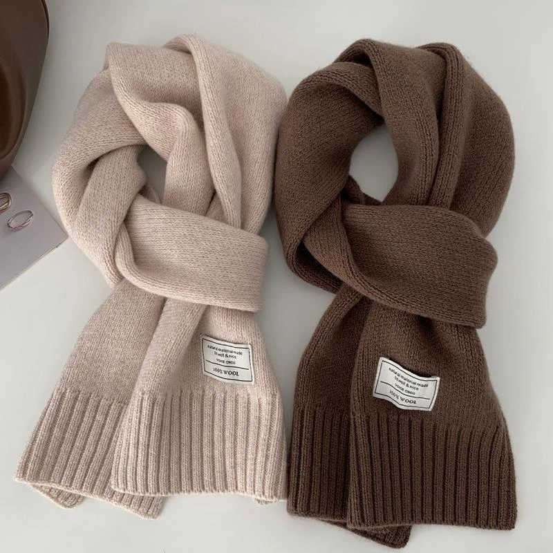 澳洲订单/100%澳洲羊毛围巾秋冬米色咖色保暖针织毛线情侣围脖韩