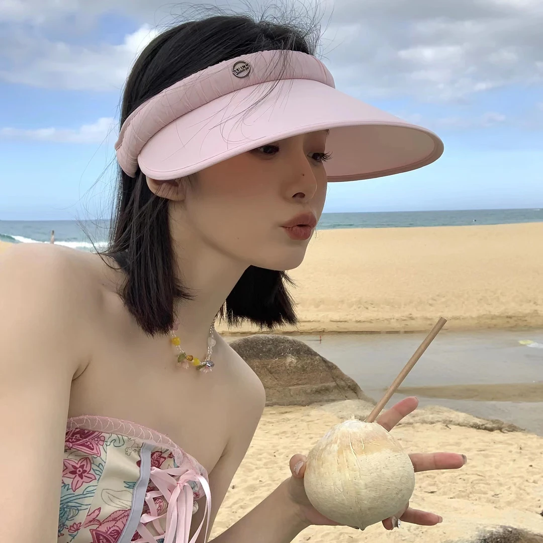 遮阳帽女防晒防紫外线空顶帽子女夏季户外遮脸太阳帽