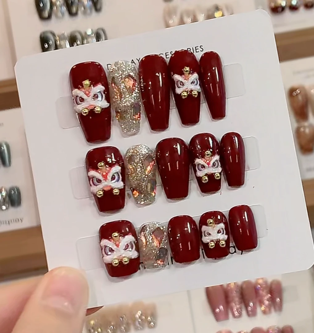 【醒狮】手工定制穿戴甲秋冬显白指甲贴光疗甲美甲贴片