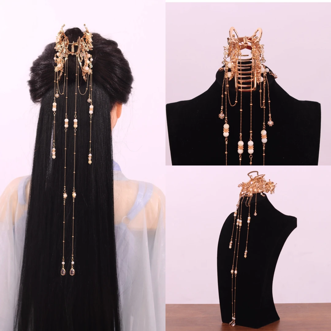 花小烟【翩然】纯铜高保色流苏抓夹新中式汉服古风发饰配饰