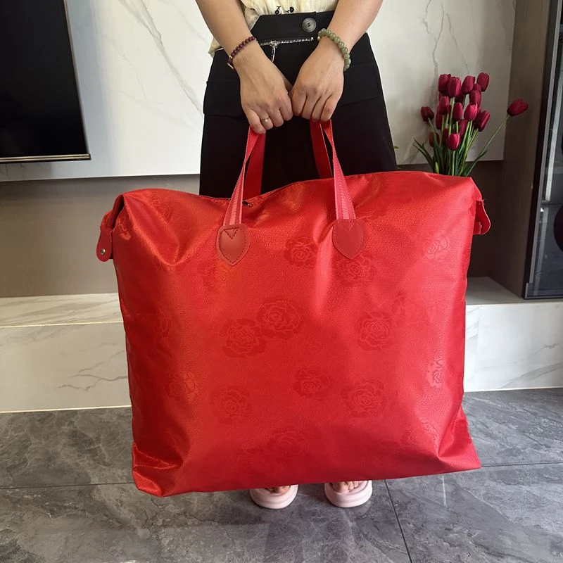 大红色婚庆玫瑰被子包装袋防水防潮双层加厚新娘手提收纳整理袋