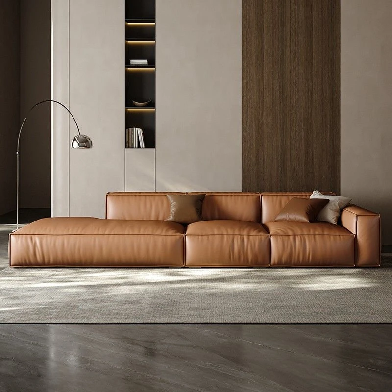 2024年新款沙发客厅小户型轻奢新款黑色三人位直排真皮豆腐块沙发