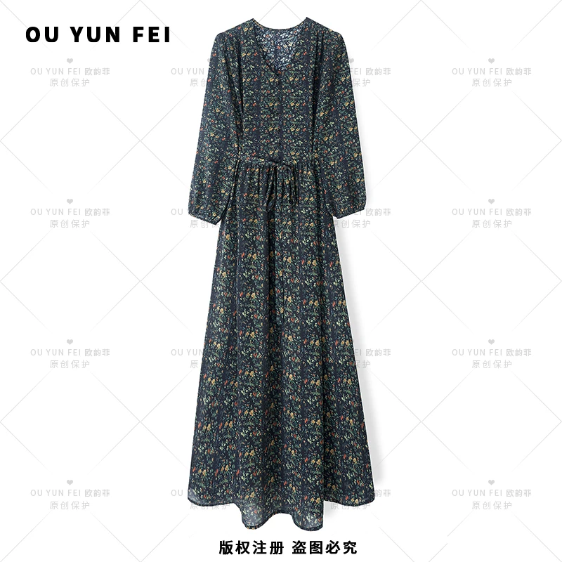 【气质女神】早秋新款时尚休闲显瘦显高轻奢收腰优雅连衣裙F1575